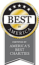 Seal of approval indicating a charity is certified as one of the best in America by America's Best Charities.